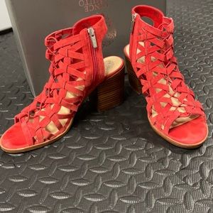 Red suede leather sandals